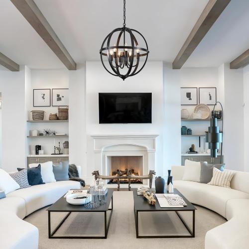 Black Orb Chandelier 6-Light, 17.12'' Small Metal Industrial Globe Pendant Light, Adjustable Hanging Ceiling Light Fixtures, Ceiling Chandelier Light for Kitchen, Dining Room, Foyer