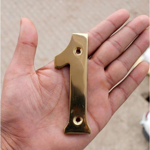 eSplanade 4 Brass House Hotel Door Number Plaque Numeric Numerical Digit 0-9 (1 (One))