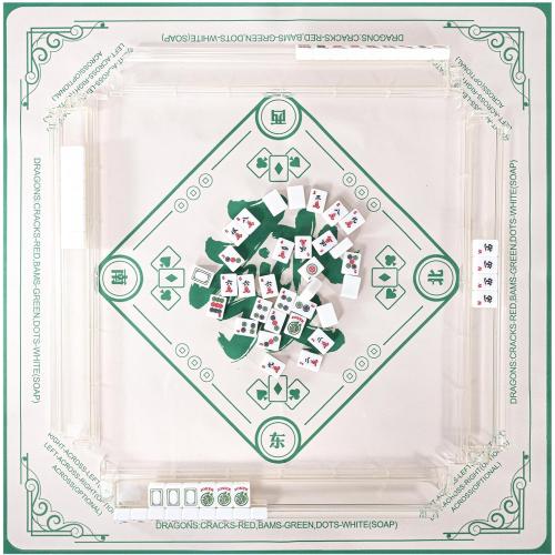 Mahjong Racks with Pushers（4PCS） - Imports Mahjong Game Accessories，Clear Acrylic Clear Acrylic Slightly Yellowish American Mahjong Tile Racks with Built-in Rotation Pushers,Patented Product