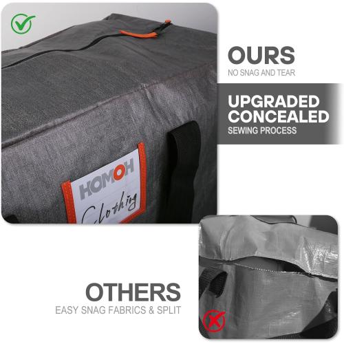 4 Pack Moving Bags Heavy Duty, 115lb Capacity Storage Bags for Clothes, Large Packing Tote with Strong Handles, Internal Compression Straps, Alternative to Moving Boxes -103L,Grey and Black