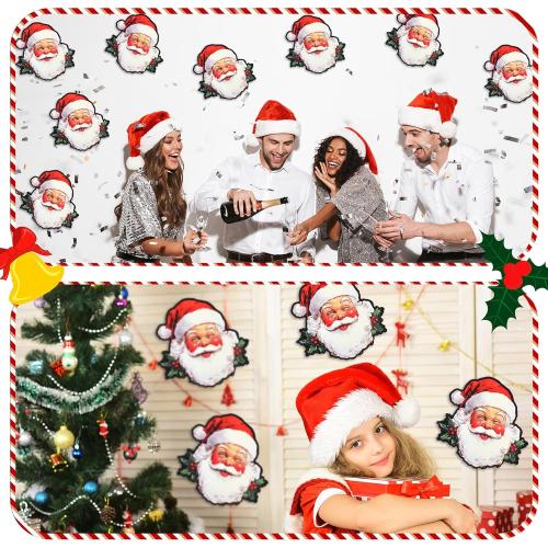 60 Pcs Christmas Santa Claus Face Cutouts Decorations, 3.8 Inch Vintage Claus Paper Cut Outs Accent for Xmas Holiday Party Wall Window Home Decor Bulletin Board Decorations Classroom Crafts