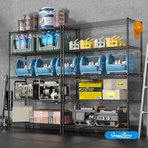 Guan River 5-Shelf Adjustable Metal Shelf Wire Shelving Unit Heavy Duty Storage Rack Display Shelf for Office,Kitchen,Bedroom,Bathroom,Laundry,Pantry Basement,Garage(Black,48 L x 18 W x 72 H)