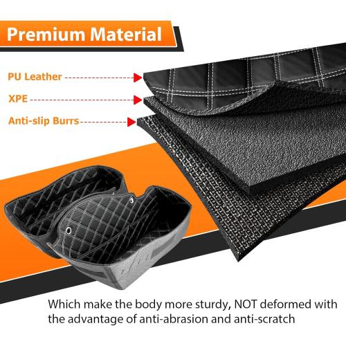 WeiSen Saddlebag Liners Non-Stretched Saddlebag Organizer Inserts Compatible with Harley Touring Road King Road Glide Street Glide Electra Glide 2014-2024 Factory Saddlebag, White Square