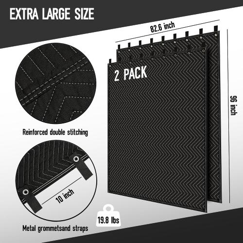 2PCS Large Sound Dampening Blanket,96 x 80 Sound Absorbing Studio Blanket,Noise Cancelling Studio Acoustic Blanket Curtain/Light Blocker/Moving Blanket