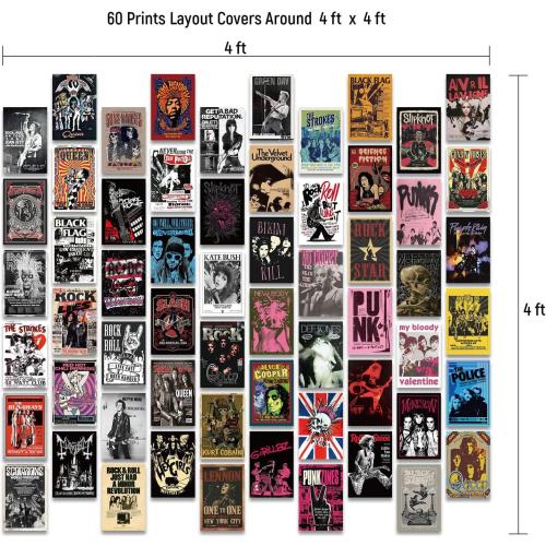 JZHLLOY Punk Hip Hop/Rap Wall Collage Kit | Rock and Roll Posters for Room Aesthetic | Unique Retro Album Covers Aesthetic Poster | Rapper Posters