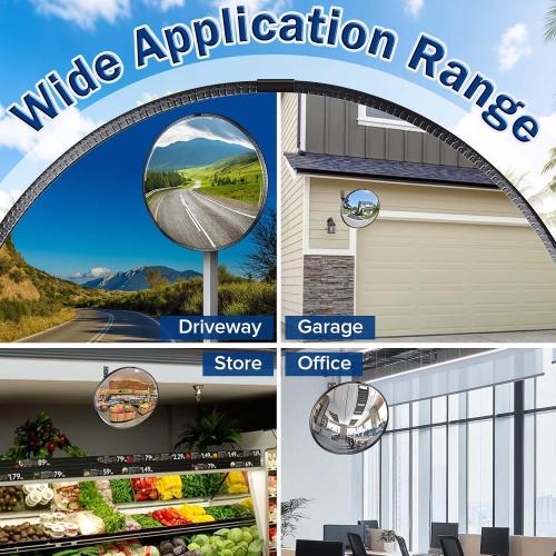 20 HD Acrylic Convex Mirror | 160° Adjustable Wide Angle View, Leather Frame & ABS Back, Blind Spot Mirror for Garage, Warehouse, Driveway, Store & Office
