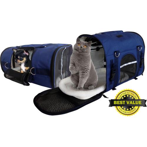 6-in-1 Sturdy Pet Carrier Backpack, Front Pack, Shoulder Bag, Pet Hand Bag, Car Seat Crate, Soft-Sided pet Carrier, Small Dog & Cat Travel Carrier, Size Large for Pets 18-21” Long, by Natuvalle.