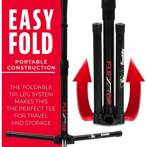 Franklin Sports MLB Flex Top Baseball Batting Tees - Portable Hitting Tees for Baseball, Teeball   Softball Practice - Kids   Adult Batting Tee Stands
