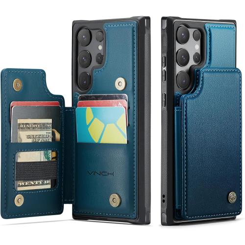 Vinich for Samsung Galaxy S25 Ultra Wallet Case with Card Holder, Blue