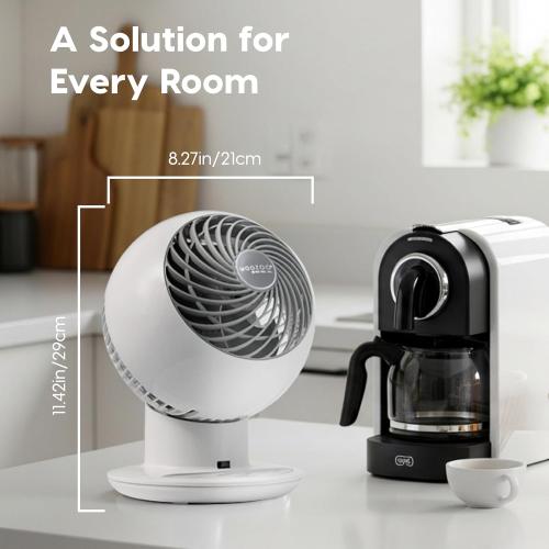IRIS USA WOOZOO Air Circulator Fan with Remote, Oscillating, 5 Speeds, 82ft Max Air Distance, 90° Adjustable Tilt, 30db Quiet Motor, Small Fan for Bedroom, Office, Dorm, White
