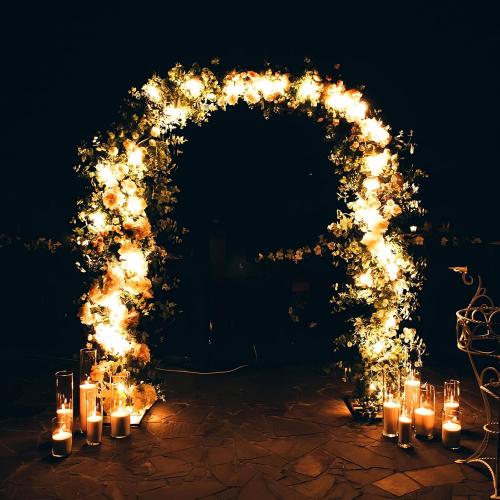 DOEWORKS 6.5 FT Metal Balloon Arch Stand, Rectangle Wire Backdrop Stand for Ceremony, Flower Stand Rack for Wedding, Birthday Party, Golden