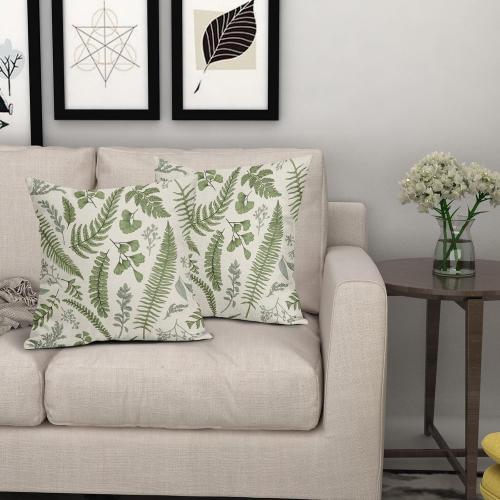 Sage Green Leaf Plant Pillow Covers 18X18 Inch Set of 2 Tropical Fern Herbs Botanical Leaves Floral Decorative Pillow Cases Vintage Cushion Case Farmhouse Home Decor For Couch Sofa Porch Outdoor