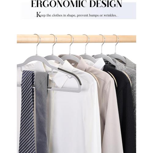HOUSE DAY Plastic Hangers 50 Pack, Grey Plastic Clothes Hangers Non Slip with Rubber Grip, Heavy Duty Hanger with 360° Swivel Metal Hook, Ultra Thin Hangers Space Saving for Closet Organizer