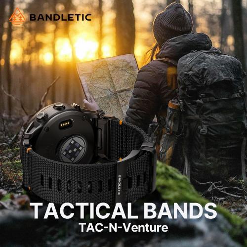 Bandletic Compatible with Garmin Instinct 2 Watch Band - 22mm Quick Fit Rugged Nylon Replacement Band for Fenix 8 E 47mm/7 6 Pro/5 Plus/Instinct 3 E 45mm/Forerunner 970 965/Approach S70 S62/Epix Pro