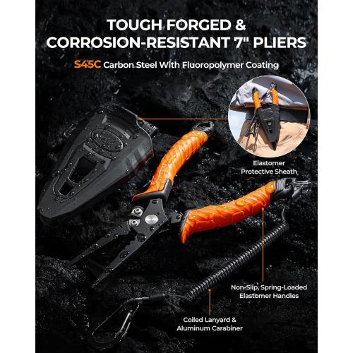 KastKing SteelStream Fishing Tool Set, Fishing Gear - Corrosion Resistant Fishing Pliers, Fillet Knife, Fishing Scissors, Fish Lip Gripper, Multi-Functional Jaw, Fishing Gifts for Men