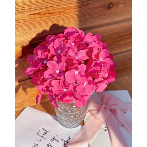 Pink 6 pack DuHouse 8.7 Silk Hydrangea Flower Heads with Stems Fake Hydrangeas Flowers for DIY Wedding Centerpiece Home Decor,Pack of 6(Fuchsia)