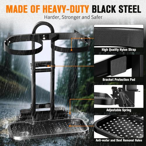 Foldable Golf Cart Bag Holder for Four Seat Golf Cart, Upgraded Golf Cart Rear Seat Bag Rack with Stainless Steel Buckle for EZGO Club Car Yamaha, Fits Safety Grab Bar Maximum 8'' Wide