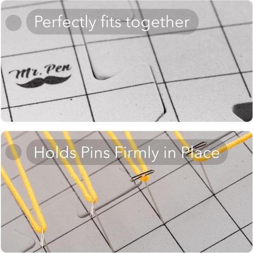 Mr. Pen- Interlocking Blocking Mats, 12” x 12”, 4 Pack with 50 T-Pins | For Knitting & Crochet Projects, Foam Board Design, Includes Pins for Yarn Craft Blocking