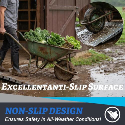 Heavy-Duty shed ramp 1500LB Galvanized Steel Perforated Plate ramp with Anti-Slip Design, Suitable for lawnmowers, All-Terrain Vehicles,and Garage Door Sills. (Silver, 1PC (29 L x 24 W))