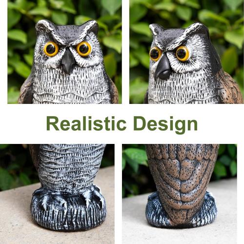 OFFO Bird Scare Devices Plastic Owl Scarecrow for Halloween Decorations Outdoor Garden, Yard, Pool Decoration, 8.3 in Height, Brown and White