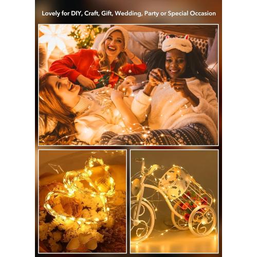 Minetom 6 Pack Fairy Lights Battery Operated String Lights - 7ft 20 LED Waterproof Silver Wire Firefly Lights Waterproof for DIY Crafts Wedding Décor Table Centerpieces Mason Jars Party