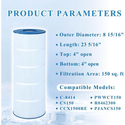 Pool Filter Compatible with Pro Clean 150, Jandy CS150, X-Stream CC1500, CCX1500RE, PWWCT150, PJANCS150, C-8414, FC-1287, 1 Pack ‼️colors may vary‼️