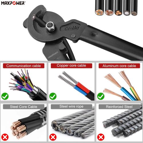 MAXPOWER Cable Cutters, 17-Inch Heavy Duty Cable Cutter for Cutting Aluminum, Copper, and Communications Cable Up to 150mm²