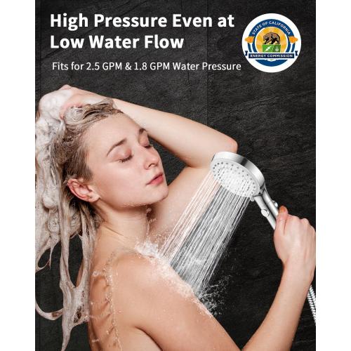 FASDUNT Shower Head with Handheld, High Pressure Handheld Shower Head with 80 Extra Long Stainless Steel Hose & Adjustable Bracket, Showerhead with ON/OFF Switch for Pets Bath