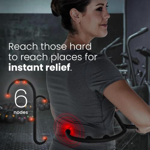 LiBa Back and Neck Massager - Trigger Point Massage Tools for Pain Relief and Manual Massage Hook Therapy Handheld Back Neck Shoulder Massager Black - Gift for Women & Men