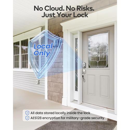 TEEHO TE012W WiFi Smart Lock, Fingerprint Door Lock with Built-in Wi-Fi, Keyless Entry Keypad Smart Deadbolt, App Remote Control, Alexa Compatible, IP55 Waterproof for Front Door – Satin Nickel