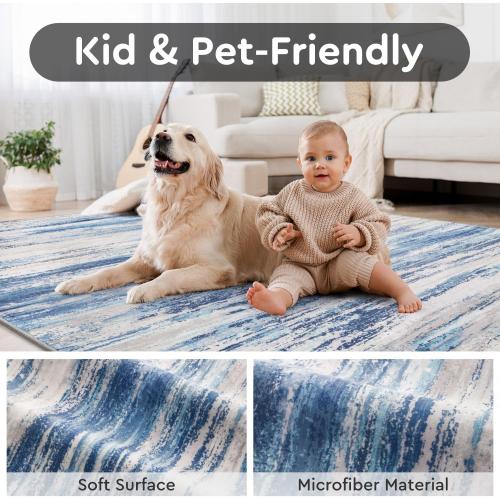 Grey & Beige tchdio Area Rugs for Living Room, Machine Washable Rug Modern Abstract Area Rug, Non Slip Rugs for Bedroom Rug, Soft Indoor Carpet for Living Room Office Dorm, Grey