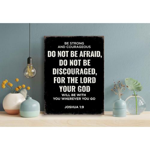 Be Strong and Courageous Joshua 1:9 Bible Verse Canvas Wall Art - Christian Scripture Inspirational Wall Decor for Prayer Room, Faith-Based Home Decor, Religious Gift for Women,christians,pastor,Motivational Spiritual wall decor for Living Room,bedroom de