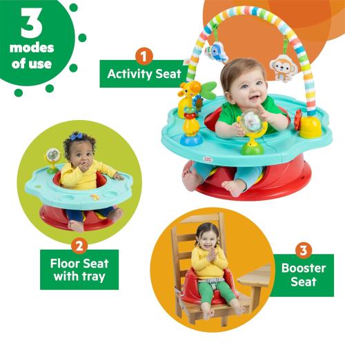Bright Starts 3-in-1 SuperSeat Playful Paradise, Baby Activity Seat with Toys, Snacking Tray, Booster Seat, BPA Free Tray, Unisex, 6 Months