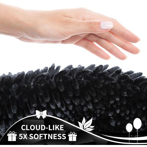 Yimobra Chenille Bathroom Rugs Non Slip, Extra Thick Soft Absorbent Bath Rug 31.5x20 Inch, Machine Washable Quick Dry Bath Mat for Bathroom Floor, Tub and Shower, Home Decor Accessories, Black