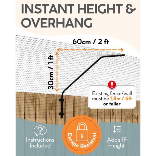 Cat Fence Outdoor Barrier - Top of Fence Height Extender Solution for Pets - Wall Topper – Invisible Solution for Small Dogs - Cat proofing Fence Extension - Catio (20m / 66ft)