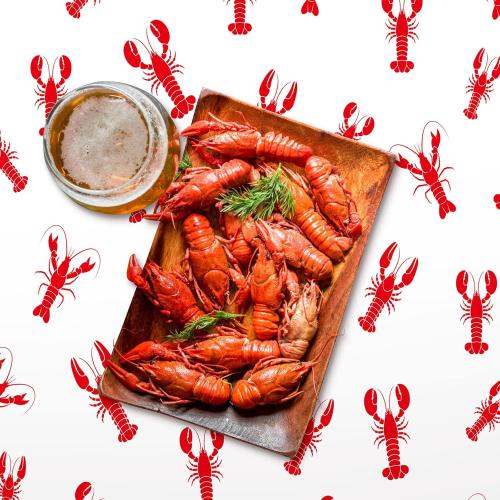 Mepase 100 ft x 54 Inch Crawfish Tablecloth Seafood Boil Party Supplies Summer Lobster Plastic Table Cover Disposable Crawfish Tablecloth Decorations for Kitchen Birthday Centerpiece