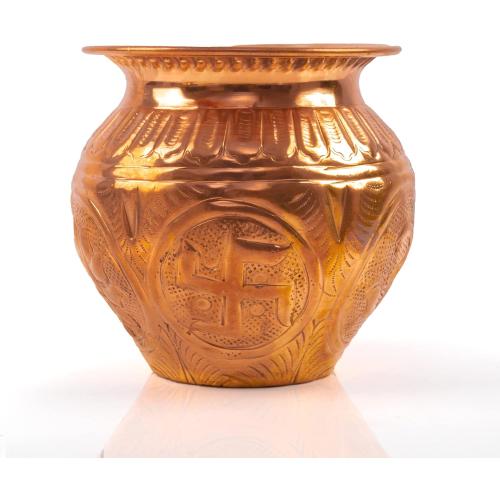 Kalash Lota Pooja Pot for Worship Purpose Article Diwali Festival Decoration for Temple Home Office Vessel (Copper Lota - 4)