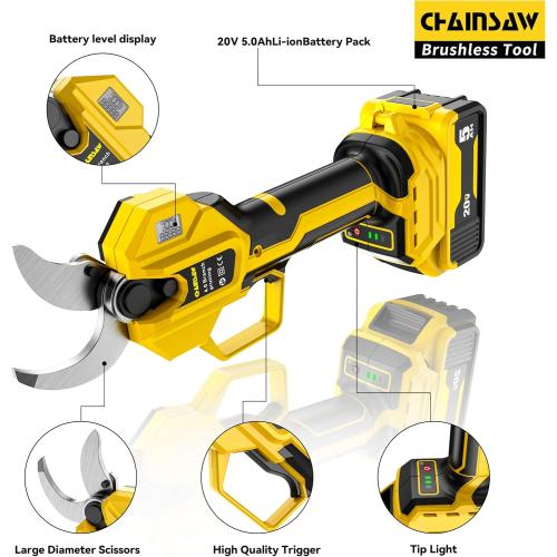 2-IN-1 Electric Pole Pruning Shears Cordless Compatibility with Dewalt 20V MAX Battery, 1.6 Cutting Diameter Pruner, 14.8 FT MAX Extension Pole Saws for Tree Trimming(NO Battery) (Pruning Shears-1)