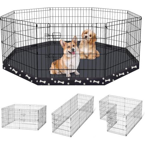 Peekaboo Dog Playpen 24 Inch, 8 Panel Metal Pet Fence with Bottom Pad | Playpen   printing pad，8 Panel Foldable Rustproof Pet Playpen,Climate Pledge Friendly Choice‼️light dirt and good condition‼️