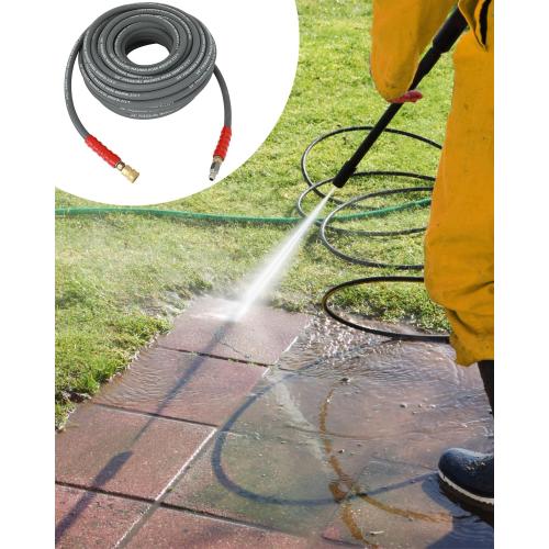 OCPTY Hot Water Pressure Washer Hose 3/8 x 100ft 6000 psi Non-Marking 2-Braid R2 Gray
