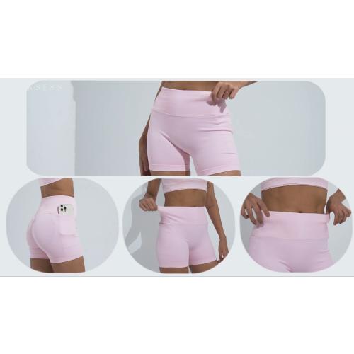 SUUKSESS Women XL Pink Hidden Scrunch Butt Lifting Workout Biker Shorts with Pockets 4 Seamless High Waisted Gym Shorts