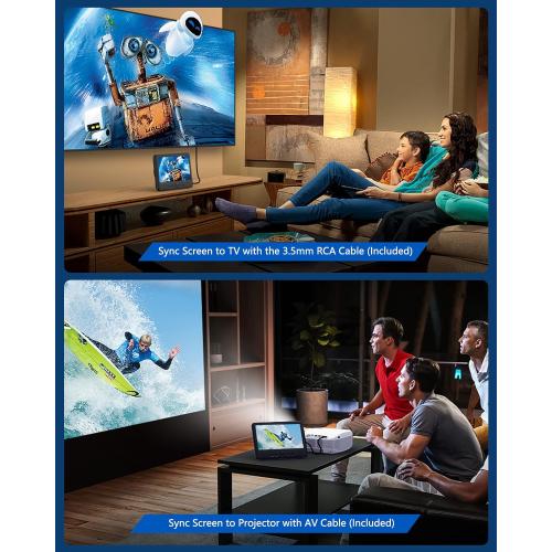 WONNIE  Two DVD Players Dual Screen for Car Portable CD Player, Play a Same or Two Different Movies with Two Mounting Brackets, 5-Hour Rechargeable Battery, Support USB/SD Card Reader