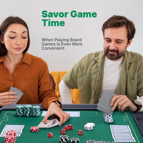 Queensell 35 Folding Game Table, Domino Table, Mahjong Table with Heavy-Duty Legs - 35 x 35 x 27 Inches with Storage Bag Double Sided Mat