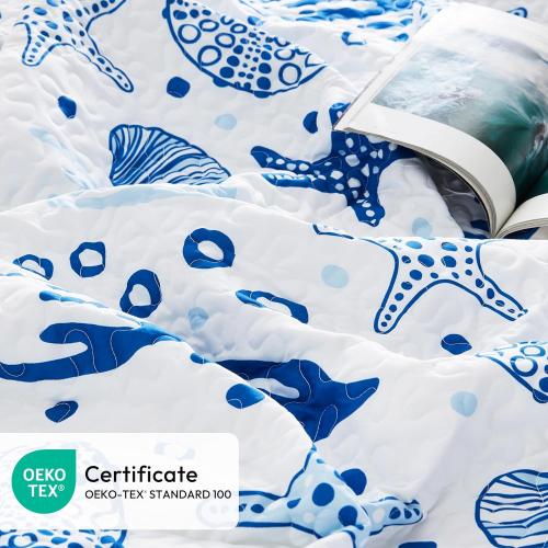 Love's cabin Twin Quilt Bedding Set Coastal White Bedspreads - Soft Bed Summer Beach Nautical Quilt Lightweight Bedspread- Reversible Bedding Coverlet for All Season - 2 Piece