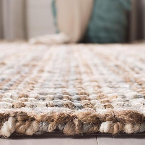 SAFAVIEH Area Rug 2x3 - Natural Fiber Collection - Grey & Natural Brown, Handmade Jute, Farmhouse Style, Chunky Textured Thick Pile (NF447K)