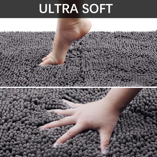 Shaggy Bathroom Mat, Extra Long Runner 20 x 59, Soft Plush Luxury, High Pile, Absorbent, Non-Slip (Extra Long Runner 50 x 150 cm, Grey)