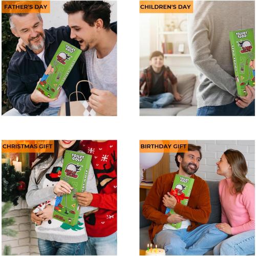 Toilet Golf Game Set - Toilet Golf Bathroom Game for Adults, for Father - Ideal Father’s Day or Birthday Golf Gifts for Men Women and Kids