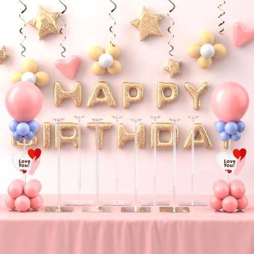 10 Pack Acrylic Balloon Stands for Table, 15.75 Inch Height Balloons Centerpiece for Tables with Base, Balloon Stick Holder for Wedding, Baby Shower, Birthday Party Decoration
