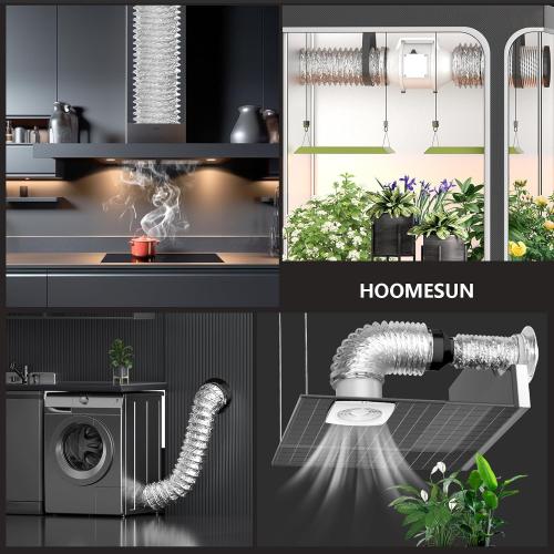 HOOMESUN Dryer Vent Hose 4 Inch 3FT Heavy Duty Flexible Exhaust Duct Hose, Thick 6-Ply Aluminum Foil Insulated Ducting for Tight Space, HVAC Ducting Kit with 2 Clamps and 1 Tape