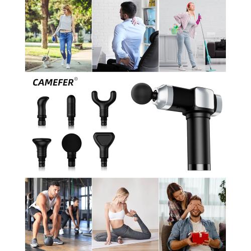 Deep Tissue Massage Gun, Portable Percussion Electric Muscle Massager for Pain Relief, Handheld Massagers with 30 Speeds & 6 Attachments for Back and Neck, Gifts for Men Women